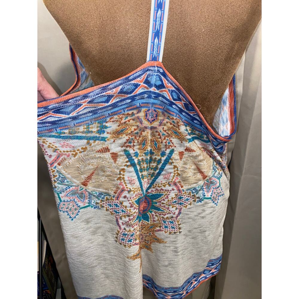 Flying Tomato Boho Halter Top M/L Open Front Tribal Print Lightweight - Picture 7 of 9